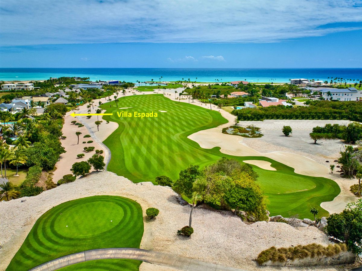 Punta Espada Golf Course Fairway 5 with Villa Espada, Cap Cana, Dominican Republic