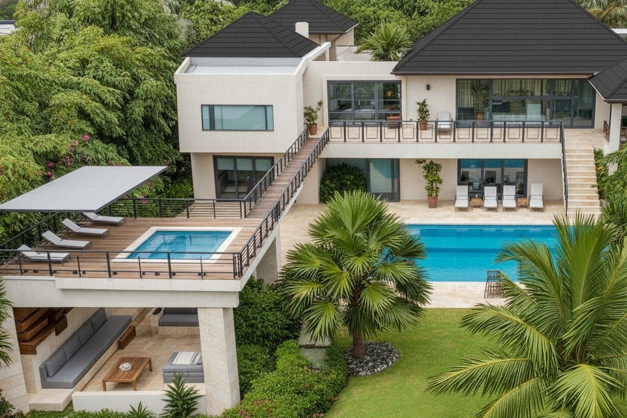 Villa Espada infinity pool with golf course views, Cap Cana, Dominican Republic